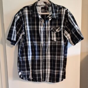 Vibe Black and White Casual Button Down Shirt